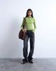 Topshop Topshop knit ribbed collar polo in green - 2