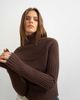 Topshop Topshop knit ribbed yoke long sleeve top in pecan-Brown - 1