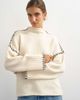 Topshop Topshop knit roll edge blanket stitch sweater in ivory-White - 2