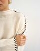 Topshop Topshop knit roll edge blanket stitch sweater in ivory-White - 3