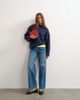 Topshop Topshop knit rolled edge blanket stitch sweater in navy - 2