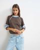 Topshop Topshop knit short sleeve top with blue tipping in brown - 1