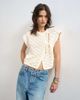 Topshop Topshop knit sleeveless mandarin collar front tie wrap tank in ecru-White - 1