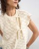 Topshop Topshop knit sleeveless mandarin collar front tie wrap tank in ecru-White - 2
