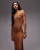 Topshop Topshop knit stitchy open back sleeveless dress with sequins in rust-Orange - 1
