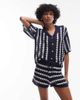 Topshop Topshop knit stitchy stripe shorts in blue and ivory - part of a set - 1