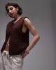 Topshop Topshop knit tie front vest in brown - 1