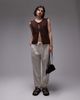 Topshop Topshop knit tie front vest in brown - 2