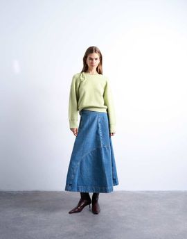 Topshop Topshop knit tie neck sweater in green