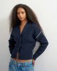 Topshop Topshop knit v-neck button front cardigan in midnight-White - 1