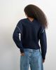 Topshop Topshop knit v-neck button front cardigan in midnight-White - 3