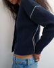 Topshop Topshop knit v-neck button front cardigan in midnight-White - 4