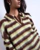 Topshop Topshop knit v-neck fluffy polo shirt in green and brown - 3