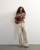 Topshop Topshop knit wool blend henley neck long sleeve top in multi stripes-Red - 2