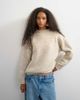 Topshop Topshop knit wool blend roll edge longline chunky sweater in oat-Neutral - 1