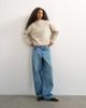 Topshop Topshop knit wool blend roll edge longline chunky sweater in oat-Neutral - 3