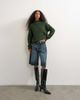 Topshop Topshop knit wool blend roll edge longline chunky sweater in olive-Green - 4