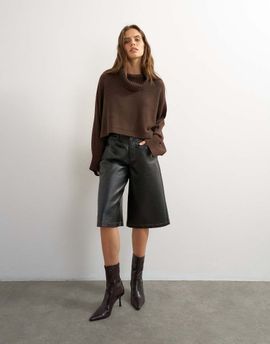 Topshop Topshop knit wool short cape sweater in chocolate-Gray