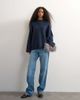Topshop Topshop knitted boxy wide sleeve button detail sweater in midnight-Navy - 2