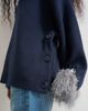 Topshop Topshop knitted boxy wide sleeve button detail sweater in midnight-Navy - 4