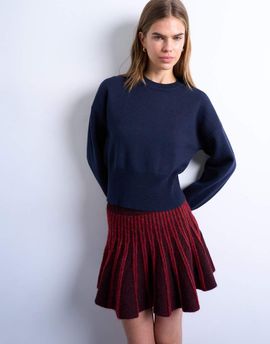 Topshop Topshop knitted compact fitted waist sweater in Navy