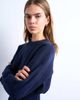 Topshop Topshop knitted compact fitted waist sweater in Navy - 4