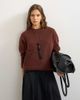 Topshop Topshop knitted crew neck front pocket sweater in cinnamon-PURPLE - 1