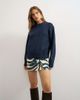 Topshop Topshop knitted crew neck front pocket sweater in midnight-Navy - 1