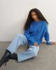Topshop Topshop knitted easy Henley sweater in cobalt blue-Green - 1