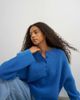 Topshop Topshop knitted easy Henley sweater in cobalt blue-Green - 3