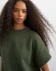 Topshop Topshop knitted fluffy short sleeve top with wool in khaki-Green - 2