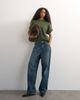 Topshop Topshop knitted fluffy short sleeve top with wool in khaki-Green - 4