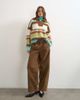 Topshop Topshop knitted hairy stripe polo collared sweater in brown multi - 2
