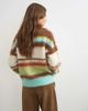 Topshop Topshop knitted hairy stripe polo collared sweater in brown multi - 4