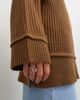 Topshop Topshop knitted high neck roll seam detail oversized sweater with wool in brown - 2