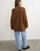 Topshop Topshop knitted high neck roll seam detail oversized sweater with wool in brown - 4