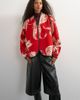 Topshop Topshop knitted kimono PU trim jacket in red and ivory-MULTI - 1