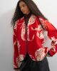 Topshop Topshop knitted kimono PU trim jacket in red and ivory-MULTI - 2