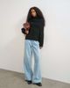 Topshop Topshop knitted wool blend deep fold bardot sweater in black - 4