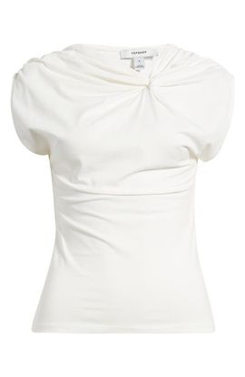 Topshop Topshop Knot Detail Ruched Stretch Cotton Top