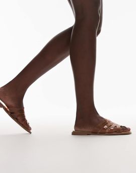 Topshop Topshop Kris jelly flat sandals in tan-Brown