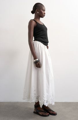 Topshop Topshop Lace Hem Cotton Maxi Skirt