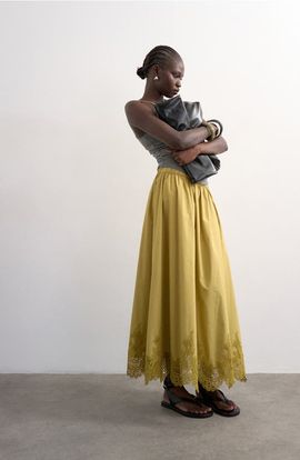 Topshop Topshop Lace Hem Full Maxi Skirt