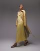 Topshop Topshop lace insert chiffon midi dress in yellow - 4