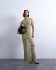 Topshop Topshop lace ruched front dropped waist maxi dress in green - 1