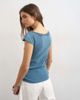 Topshop Topshop lace trim cap sleeve top in washed navy-No color - 4