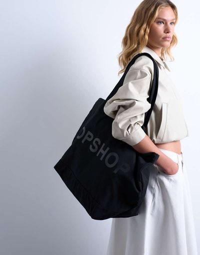 Topshop Topshop large canvas tote bag in black