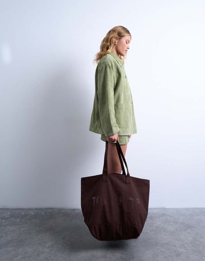 Topshop Topshop large canvas tote bag in brown
