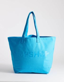Topshop Topshop large canvas tote bag in turquoise-Blue