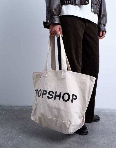 Topshop Topshop large canvas tote bag in white